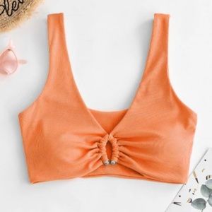 NWT ZAFUL Plunge Ribbed Tank Bikini Top